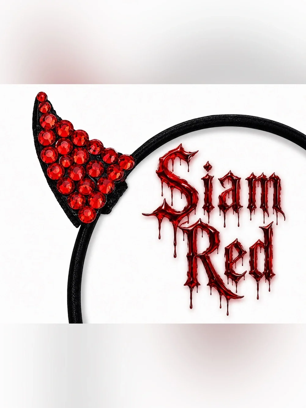 Siam Red Crystal Mini Devil Ears Luxe Crystal Headband Spooky Goth Cute New